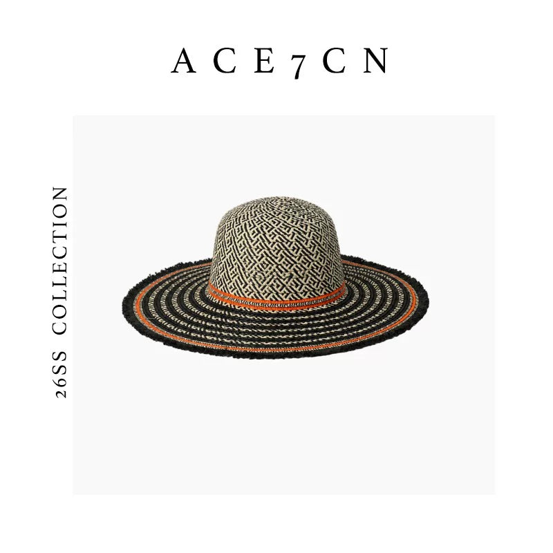 Color-Block Straw Sun Hat — ACE7CN