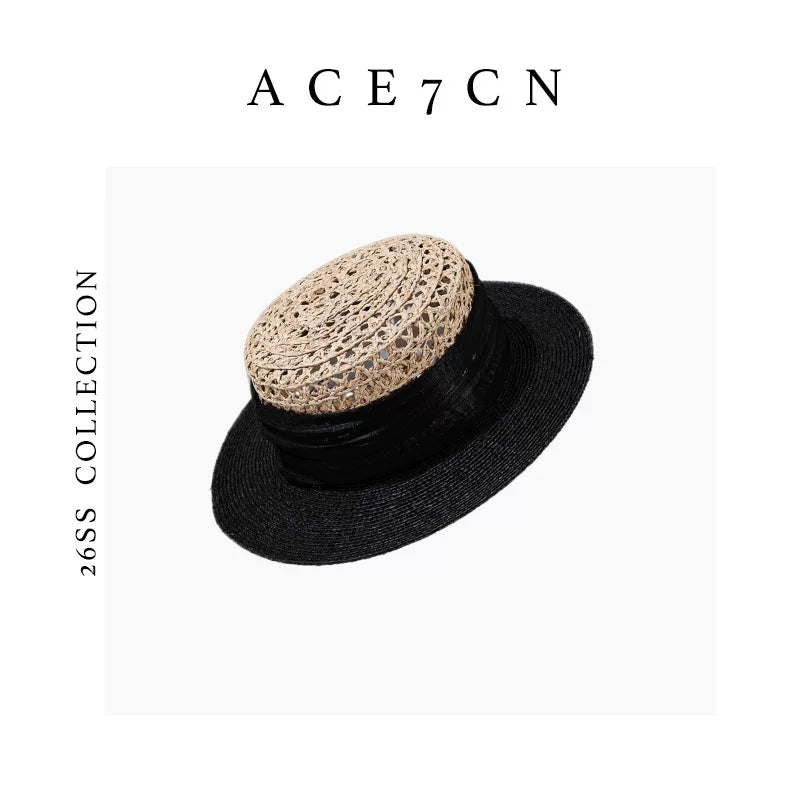 Openwork Silk-Raffia Flat-Brim Fedora — ACE7CN