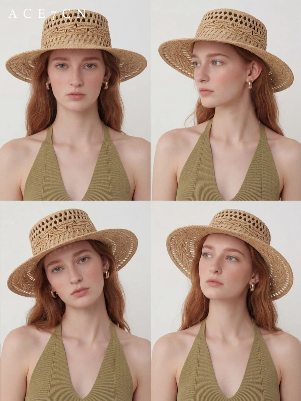 Openwork Hand-Woven Raffia Fedora — ACE7CN