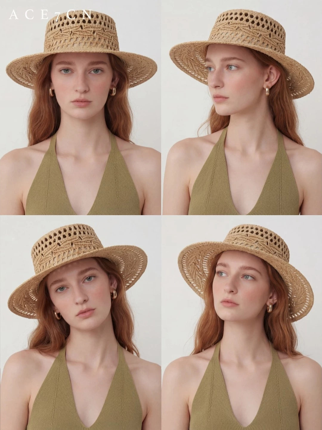 Openwork Hand-Woven Raffia Fedora — ACE7CN