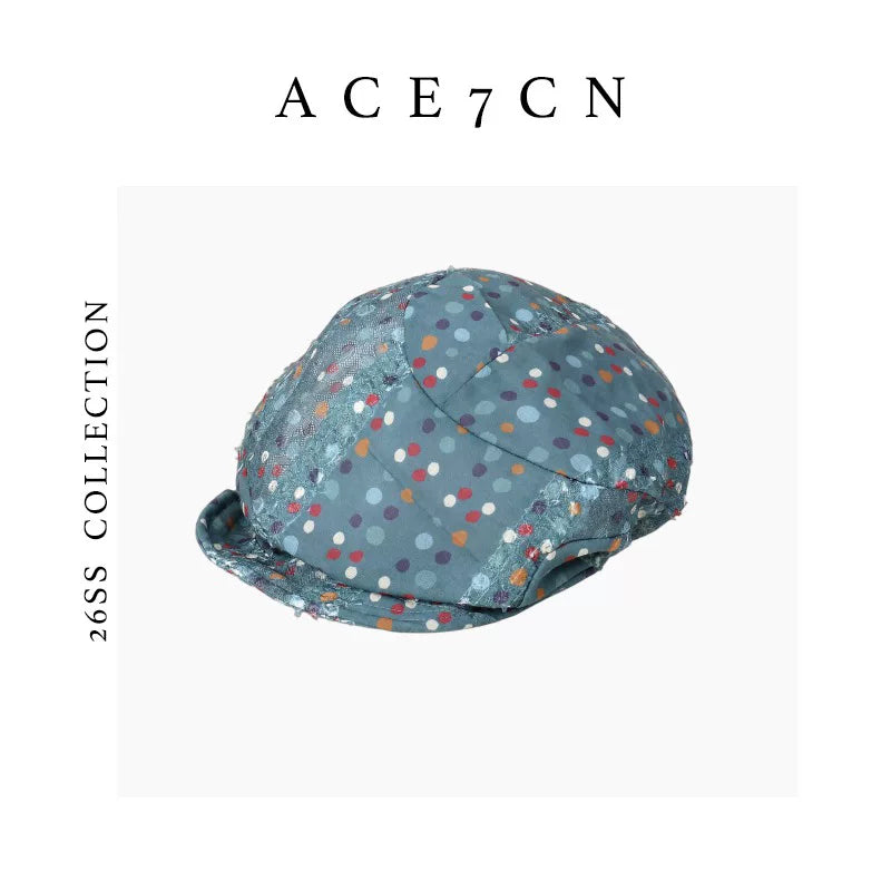 Floral Polka-Dot Newsboy Cap — ACE7CN