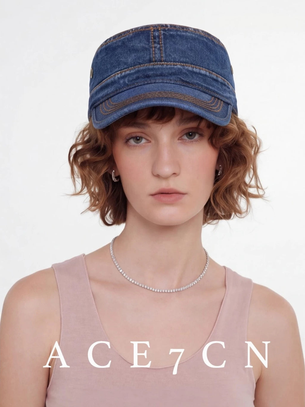 Distressed Denim Equestrian Cap — ACE7CN