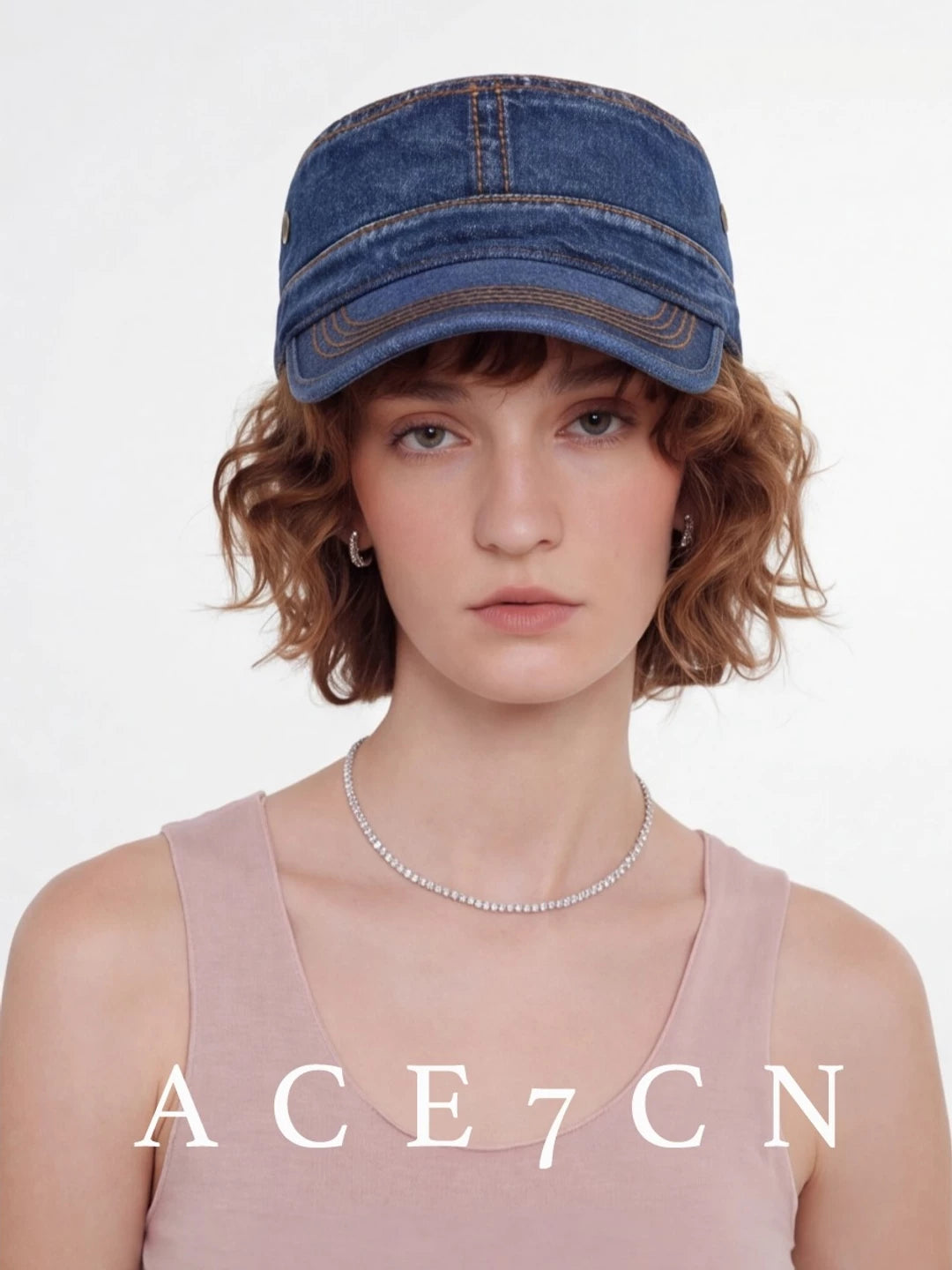 Distressed Denim Equestrian Cap — ACE7CN