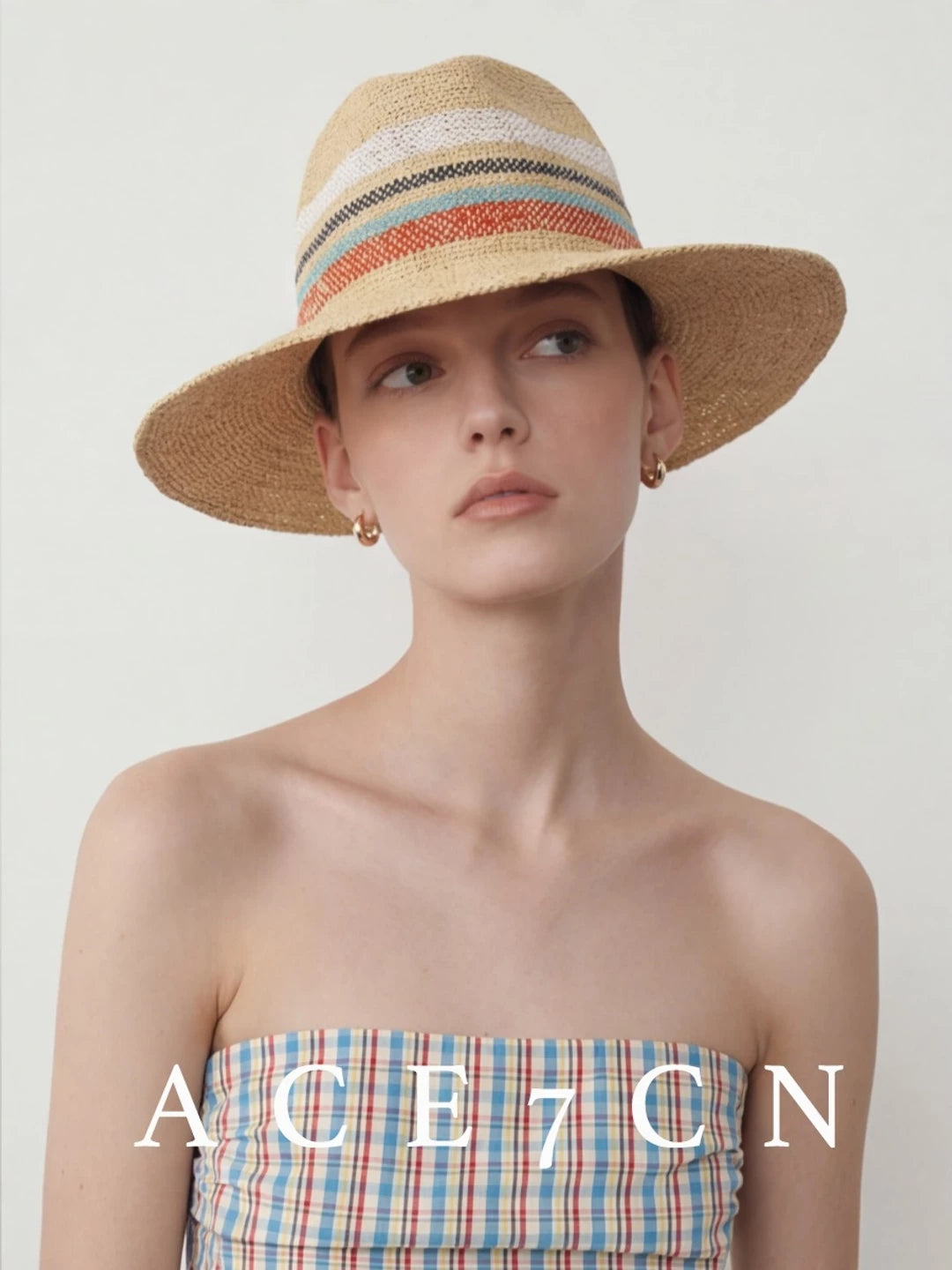 Hand-Woven Color-Block Panama Hat — ACE7CN