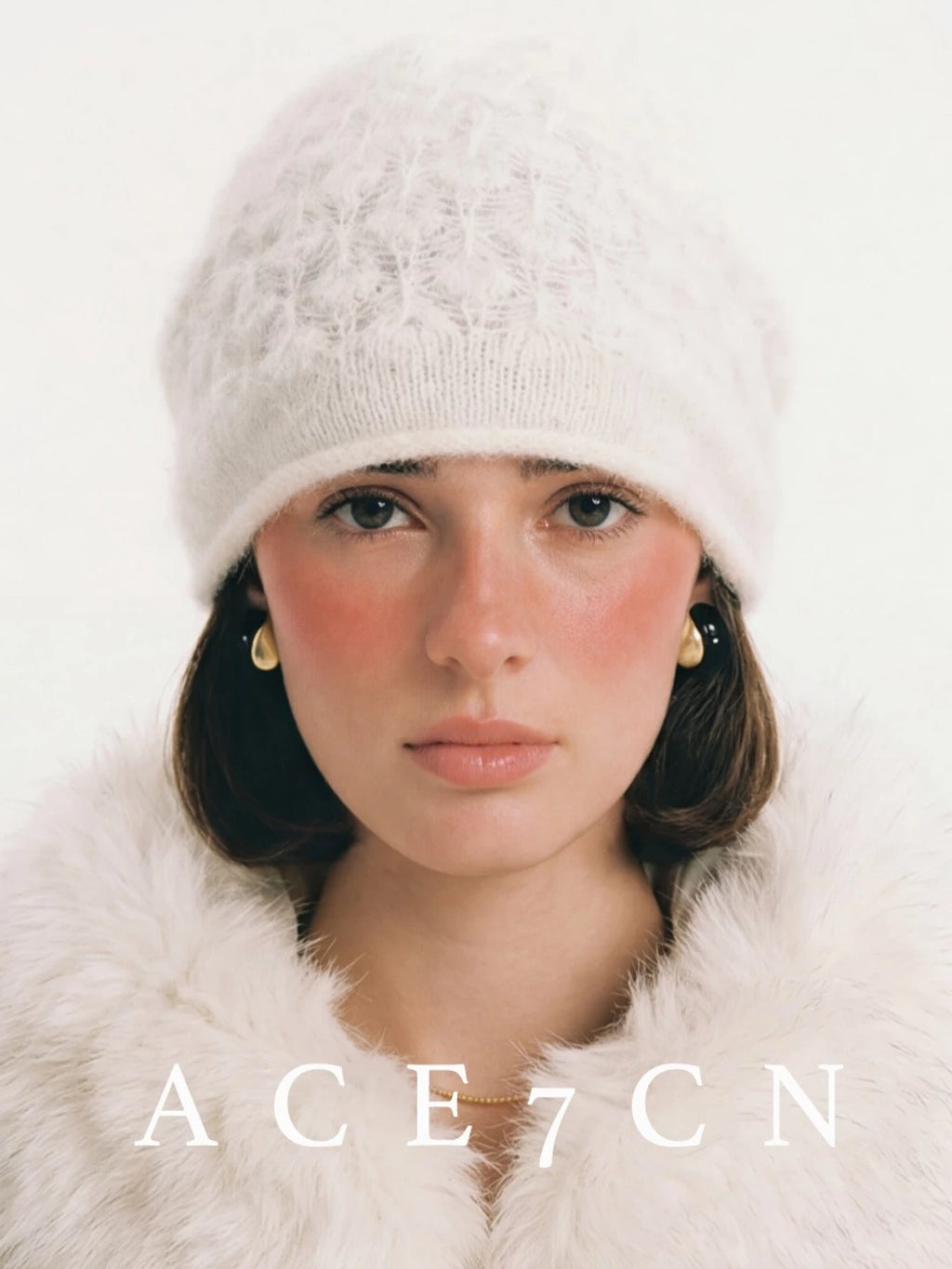Hand-Crochet Wool-Angora Plush Beanie — ACE7CN