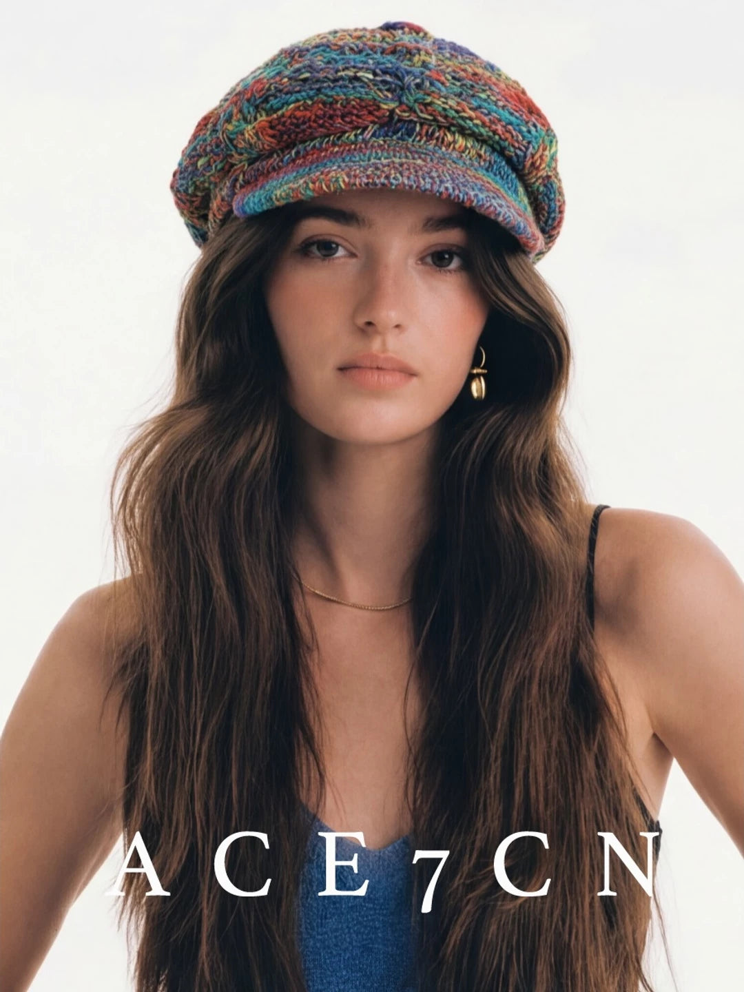 Hand-Crochet Cotton-Linen Newsboy Cap — ACE7CN
