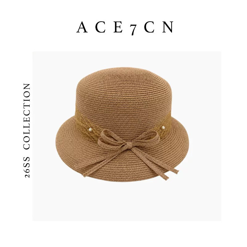 Bow-Detail Straw Cloche — ACE7CN