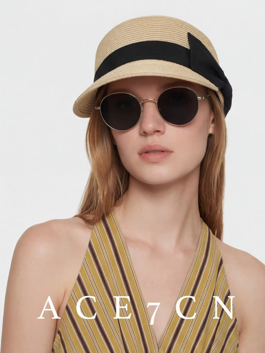Oversized-Bow Straw Sun Hat — ACE7CN