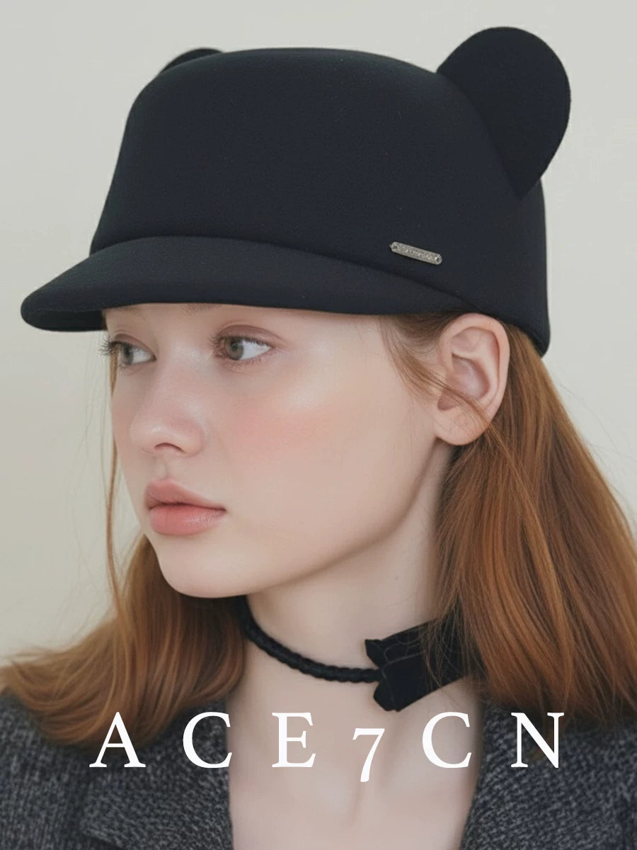Mouse-Ear Wool-Felt Equestrian Cap — ACE7CN