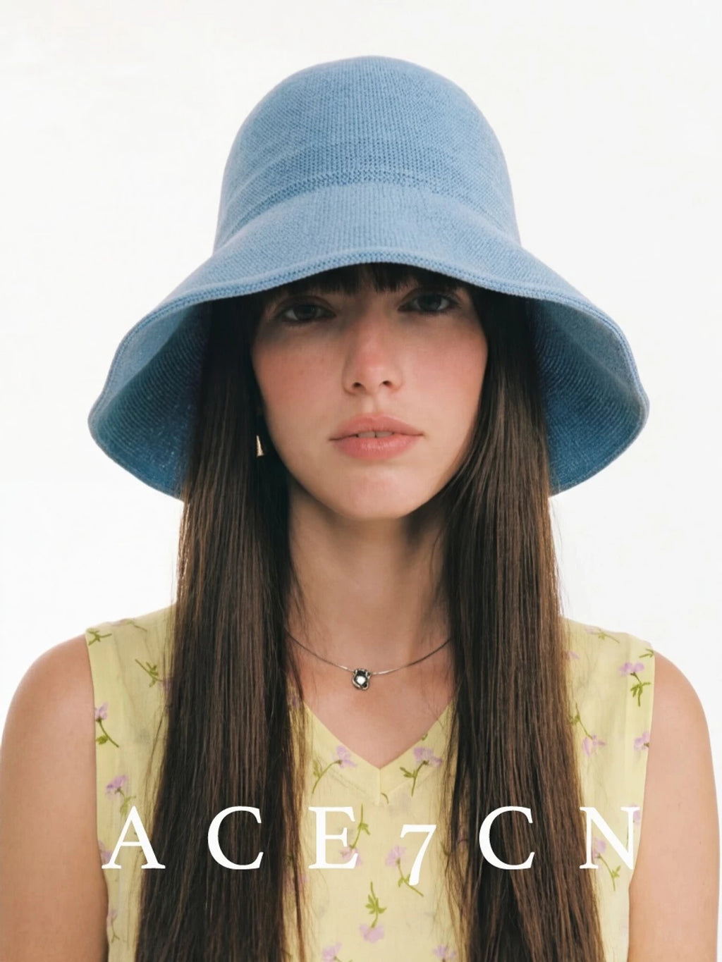 Lyocell Crochet Wide-Brim Bucket Hat — ACE7CN