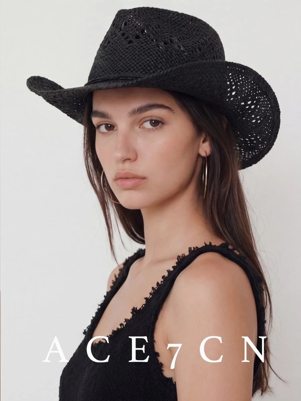 Openwork Straw Cowboy Hat — ACE7CN