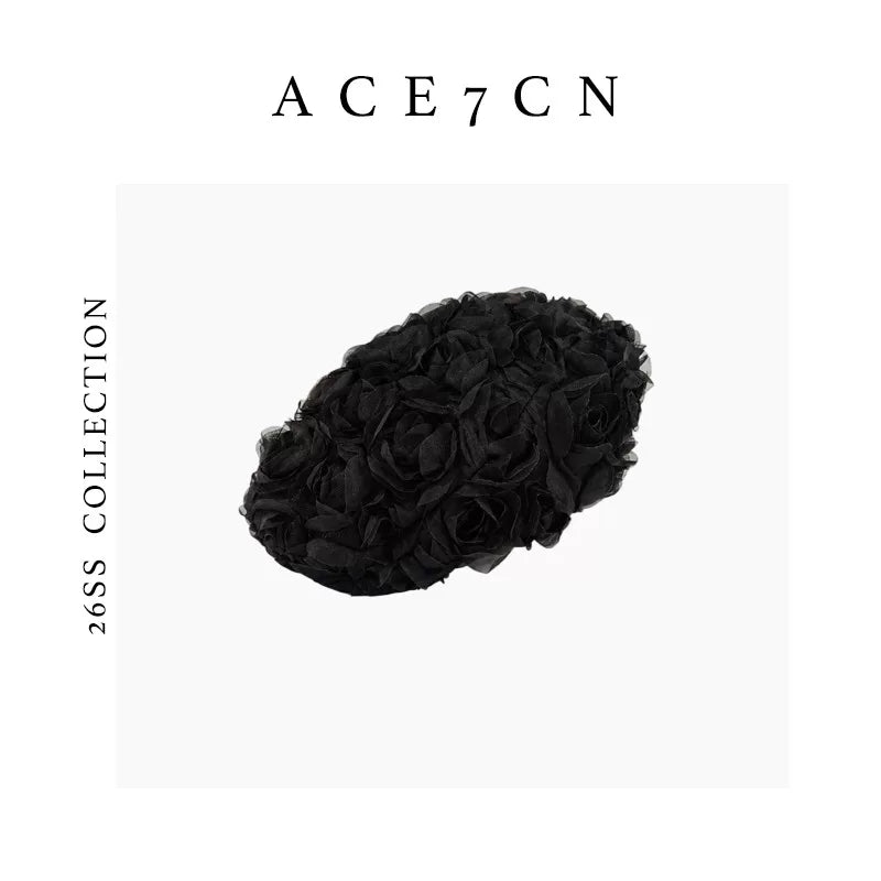 Rose-Embellished Brimmed Hat — ACE7CN