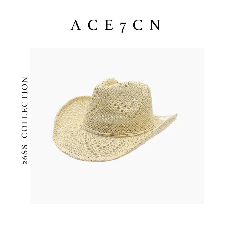 Openwork Straw Cowboy Hat — ACE7CN