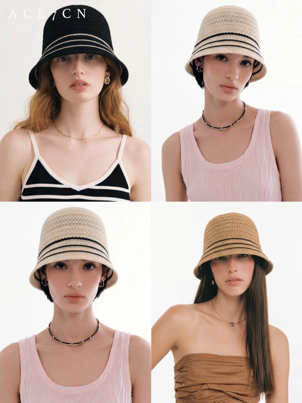 Two-Tone Striped Bucket Hat — ACE7CN