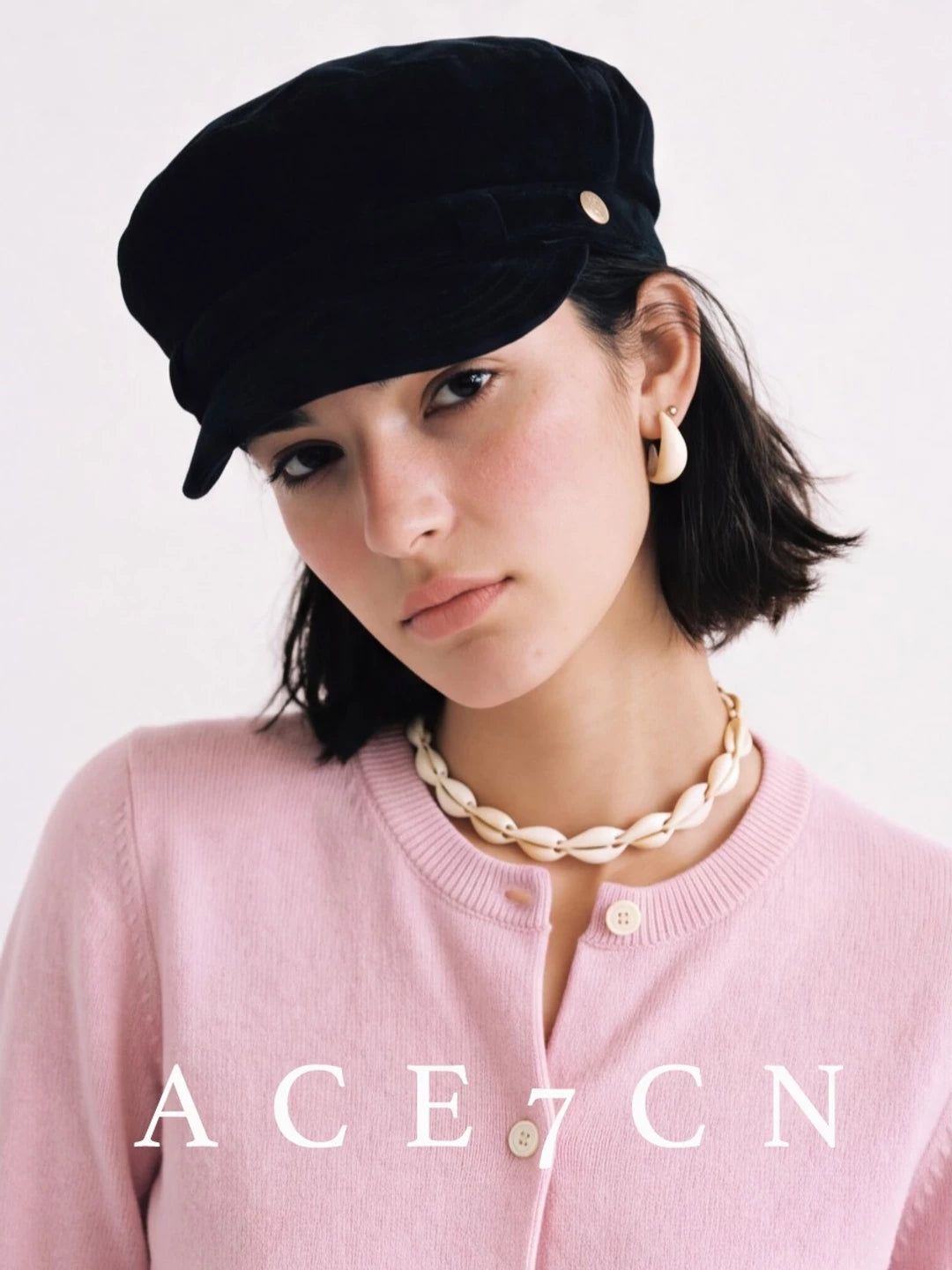 Suede Flat-Top Newsboy Cap — ACE7CN