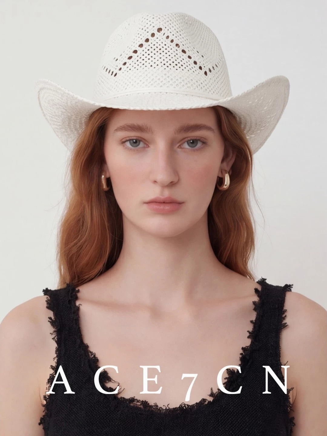 Openwork Straw Cowboy Hat — ACE7CN