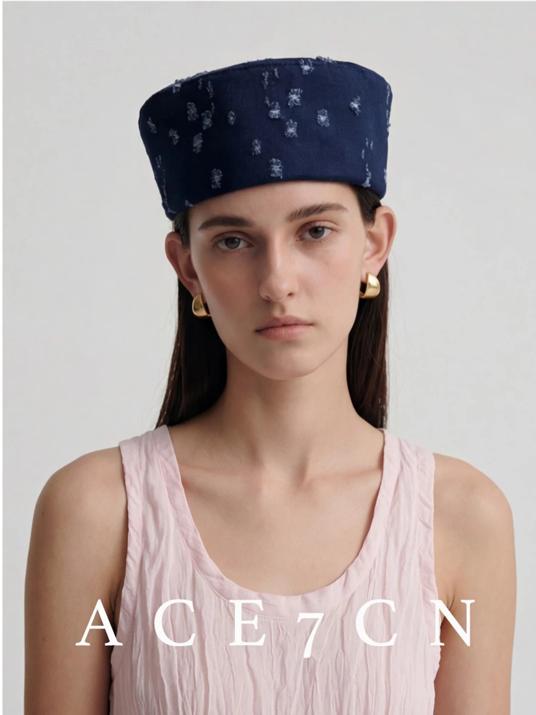 Domed Denim Pillbox Hat — ACE7CN