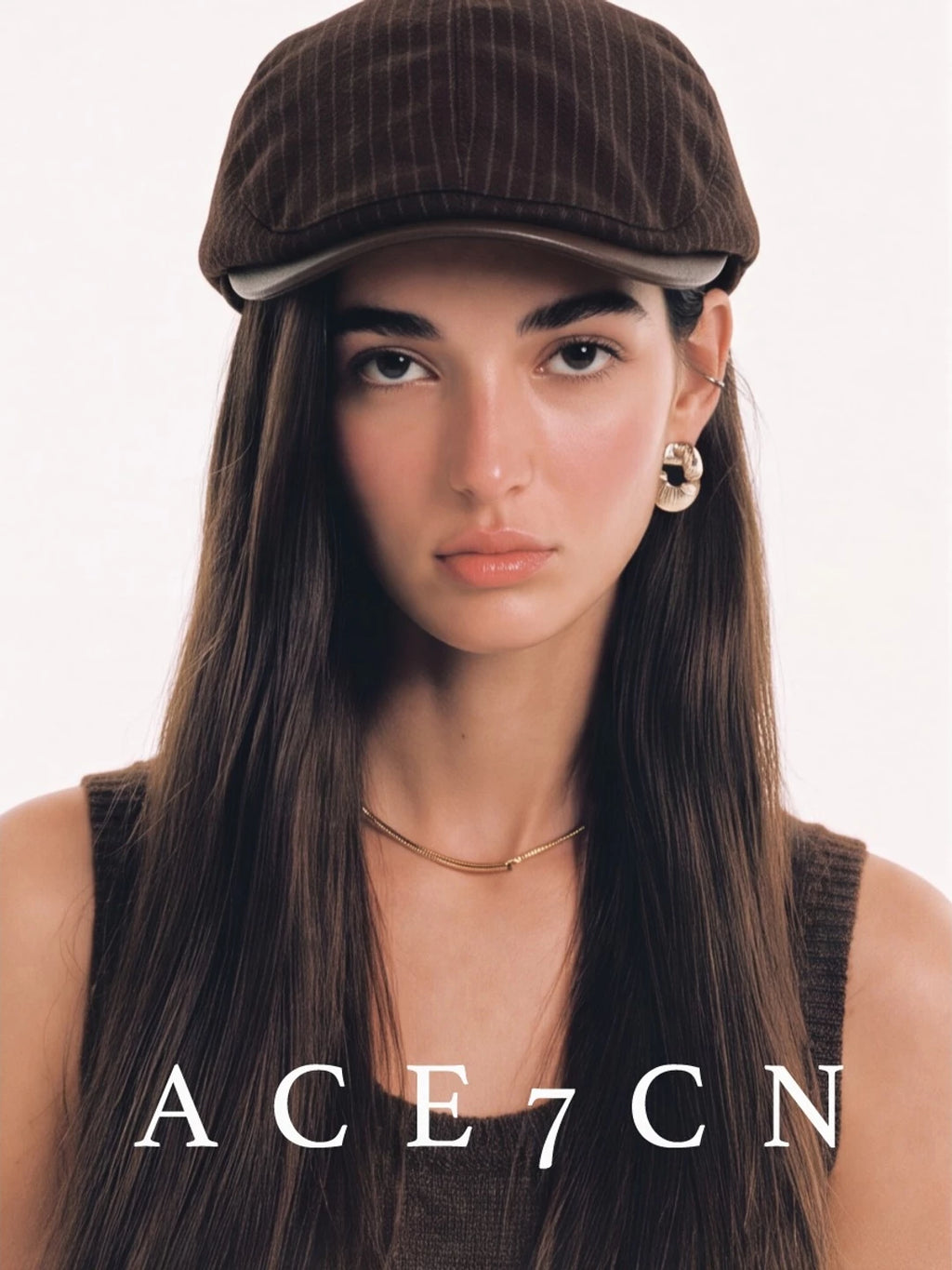 Fine-Stripe Flat Cap — ACE7CN