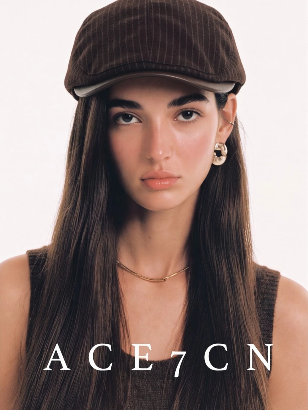 Fine-Stripe Flat Cap — ACE7CN