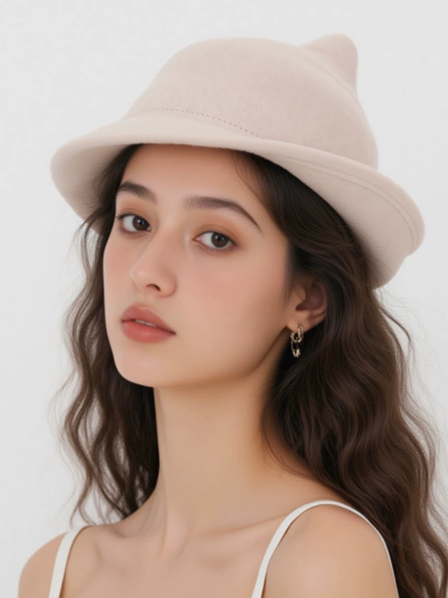 Pointed Roll-Brim Wool Felt Hat — ACE7CN