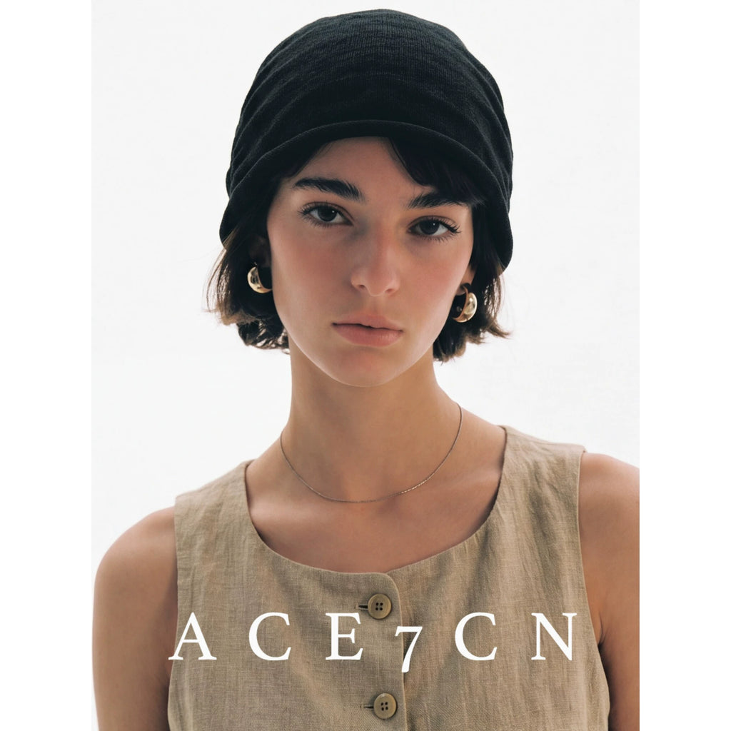 Pleated Linen Knit Beanie — ACE7CN