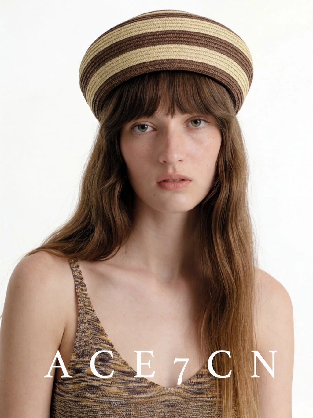 Domed Striped Straw Pillbox Hat — ACE7CN