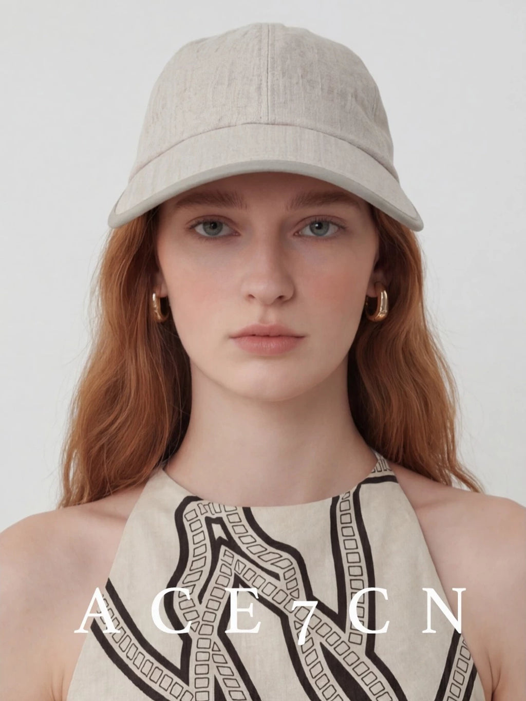 Striped Wide-Brim Cotton-Linen Baseball Cap — ACE7CN