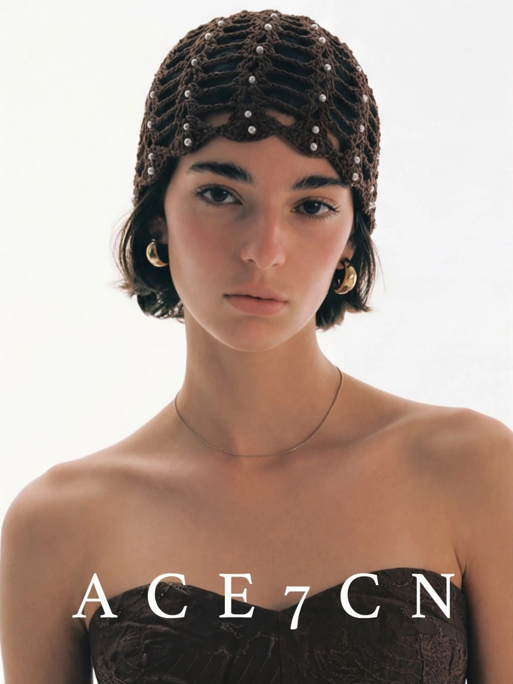 Shimmer Openwork Woven Head Scarf Hat — ACE7CN