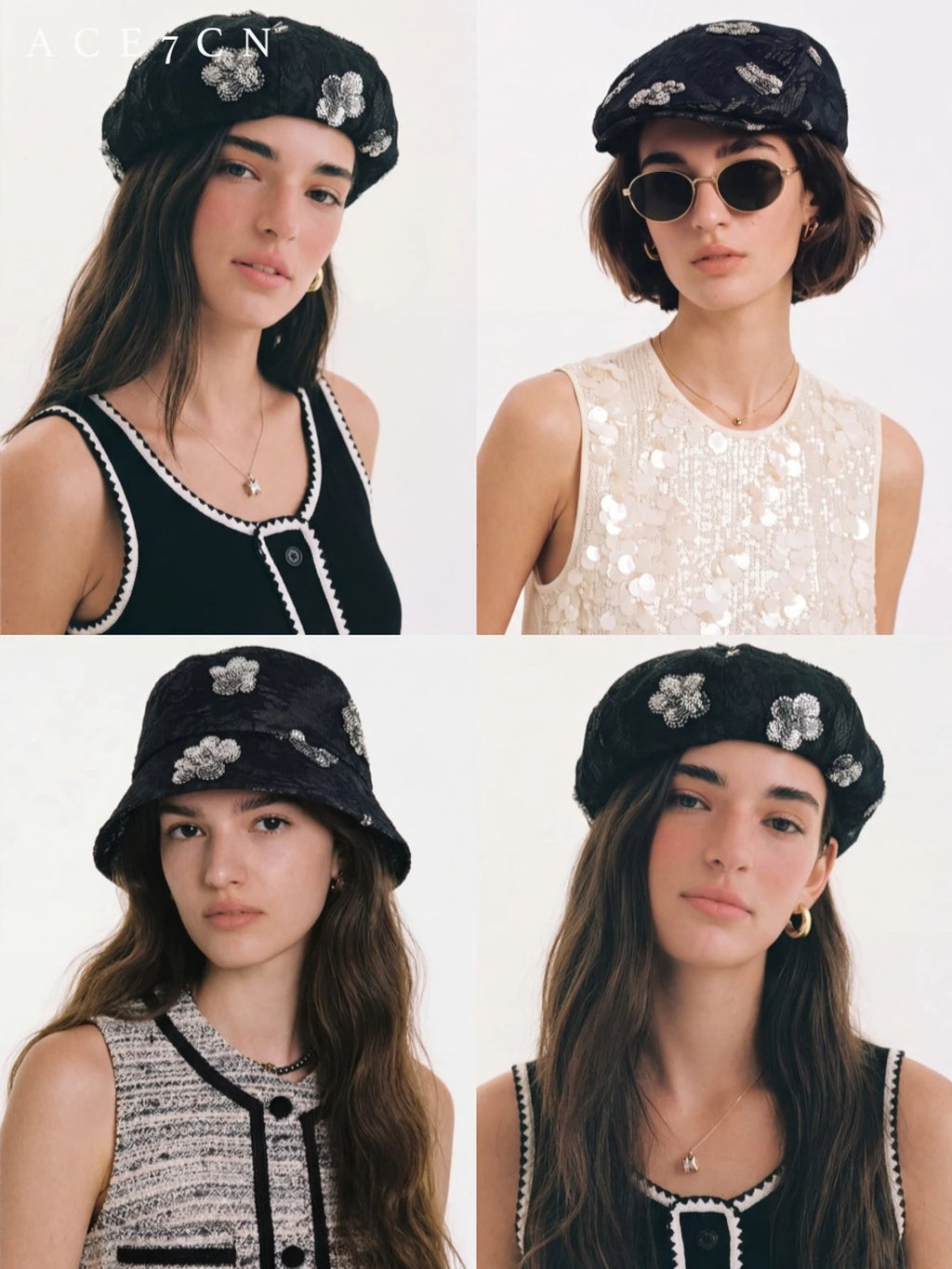 Floral Tencel-Linen Beret — ACE7CN