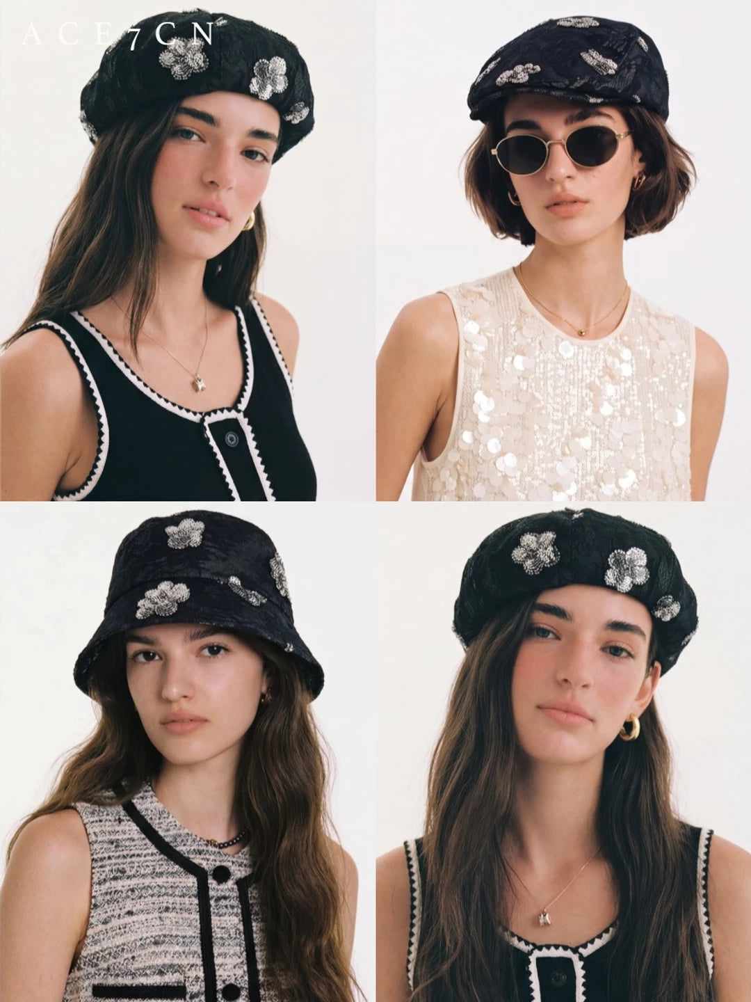 Floral Tencel-Linen Beret — ACE7CN