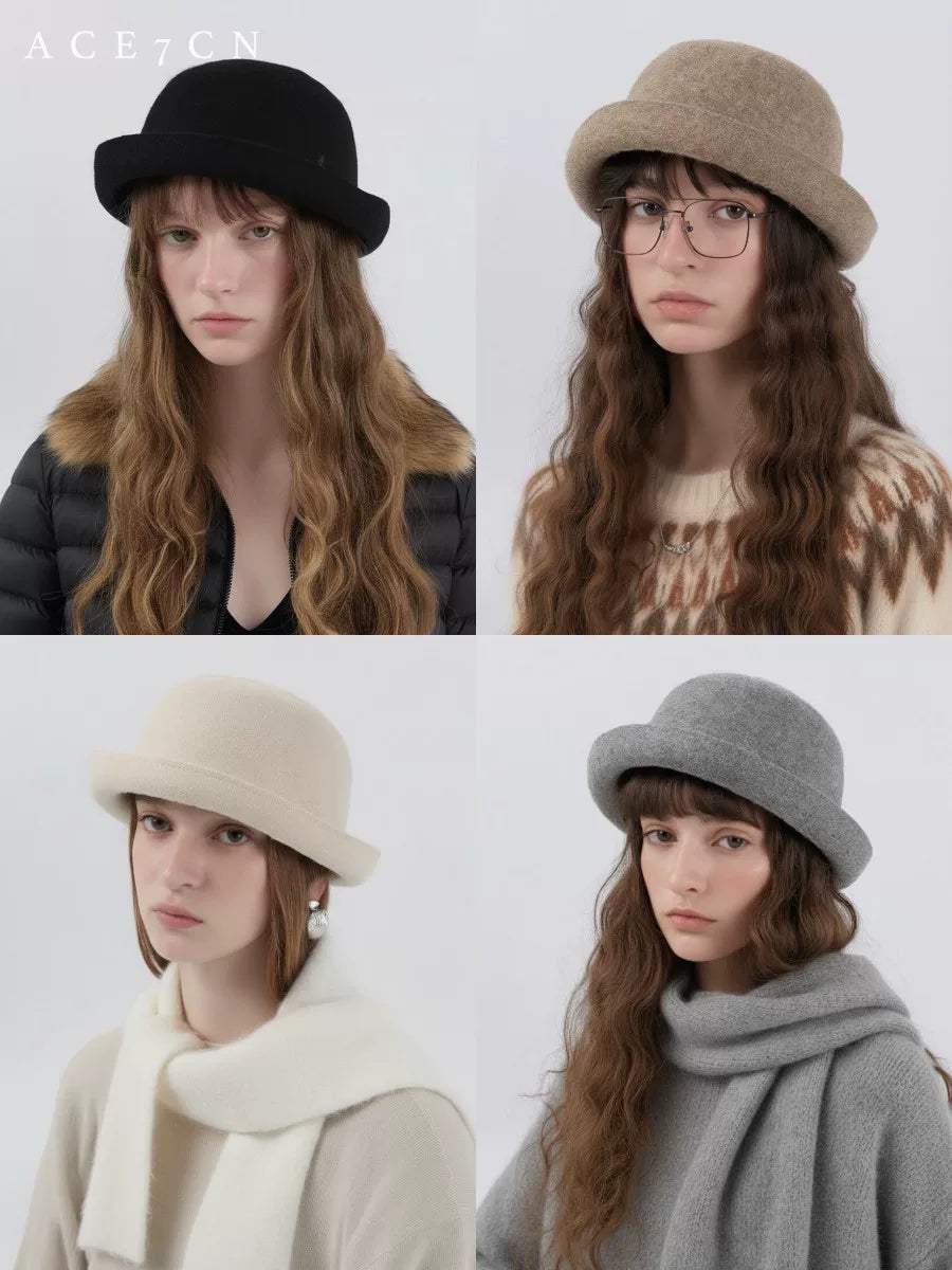 Roll-Brim Wool-Blend Fedora — ACE7CN