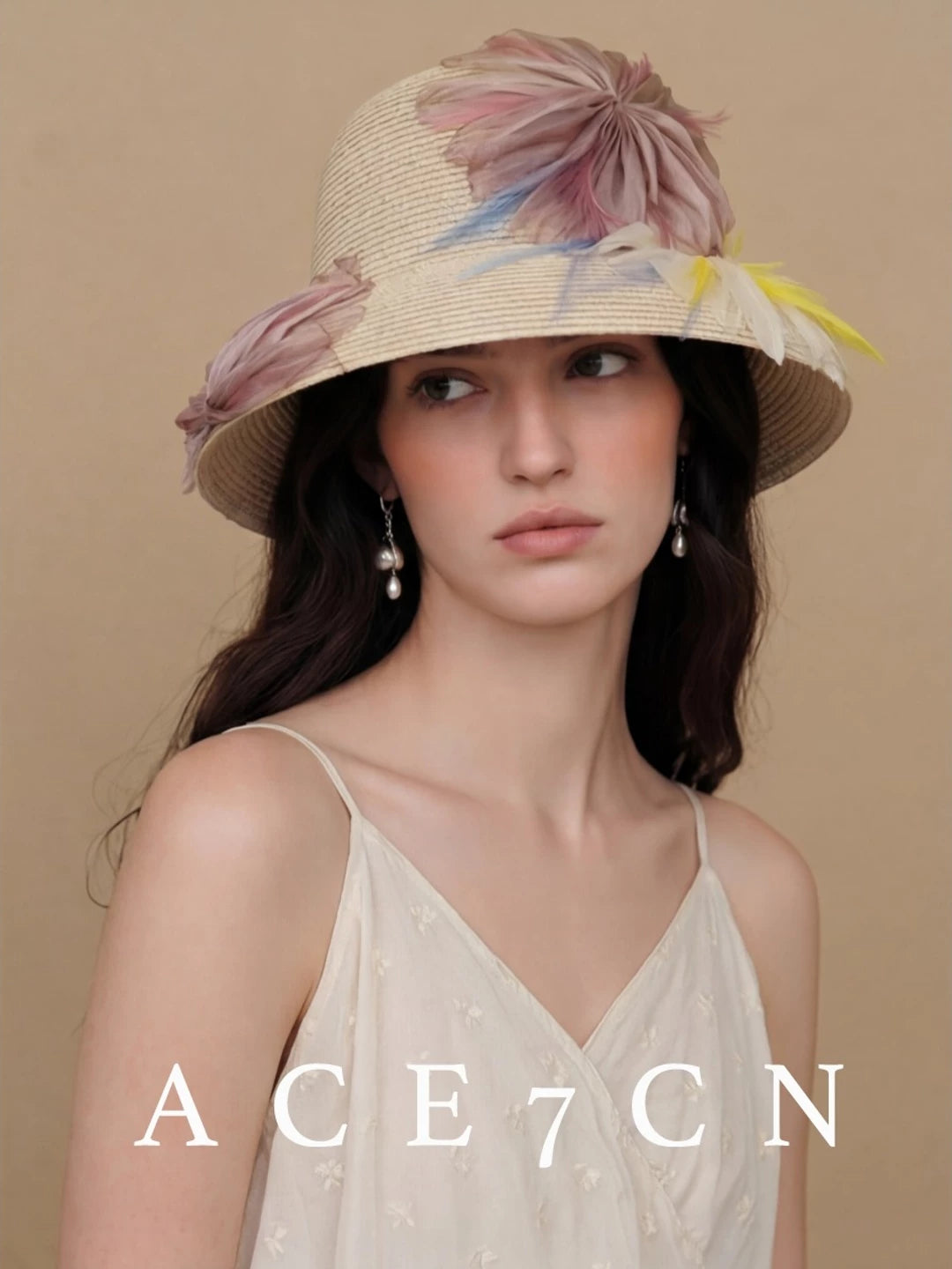Silk-Flower Straw Fedora — ACE7CN