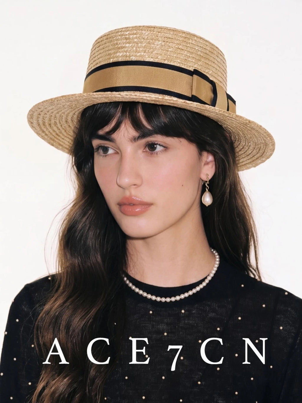 Short-Brim Wheat-Straw Flat-Top Boater — ACE7CN