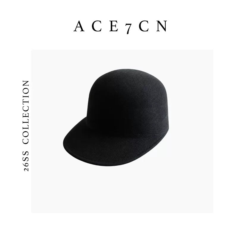 Long-Peak Wool Equestrian Cap — ACE7CN