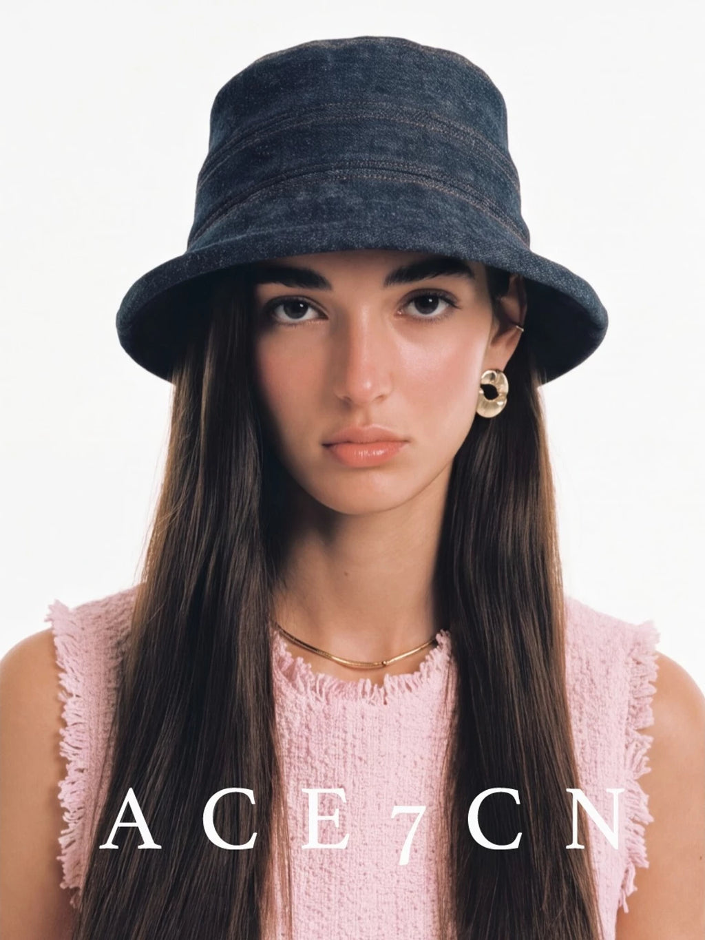 Bow-Trim Denim Bucket Hat — ACE7CN