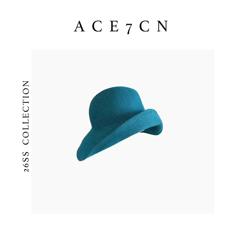 Roll-Brim Straw Bucket Hat — ACE7CN