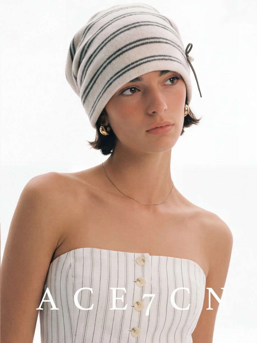 Striped Knit Slouch Beanie — ACE7CN