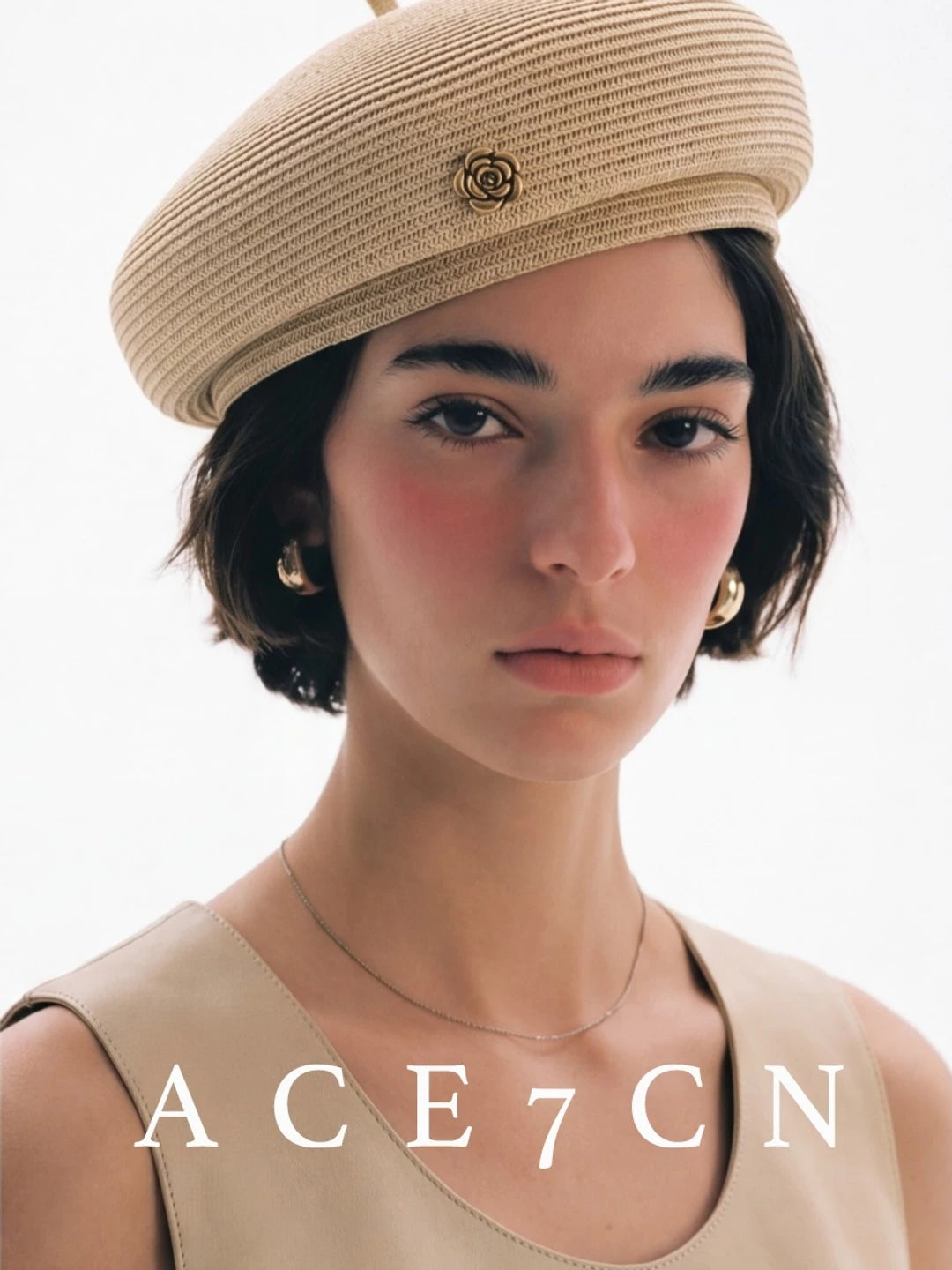 Camellia Sculpted Straw Pillbox Hat — ACE7CN