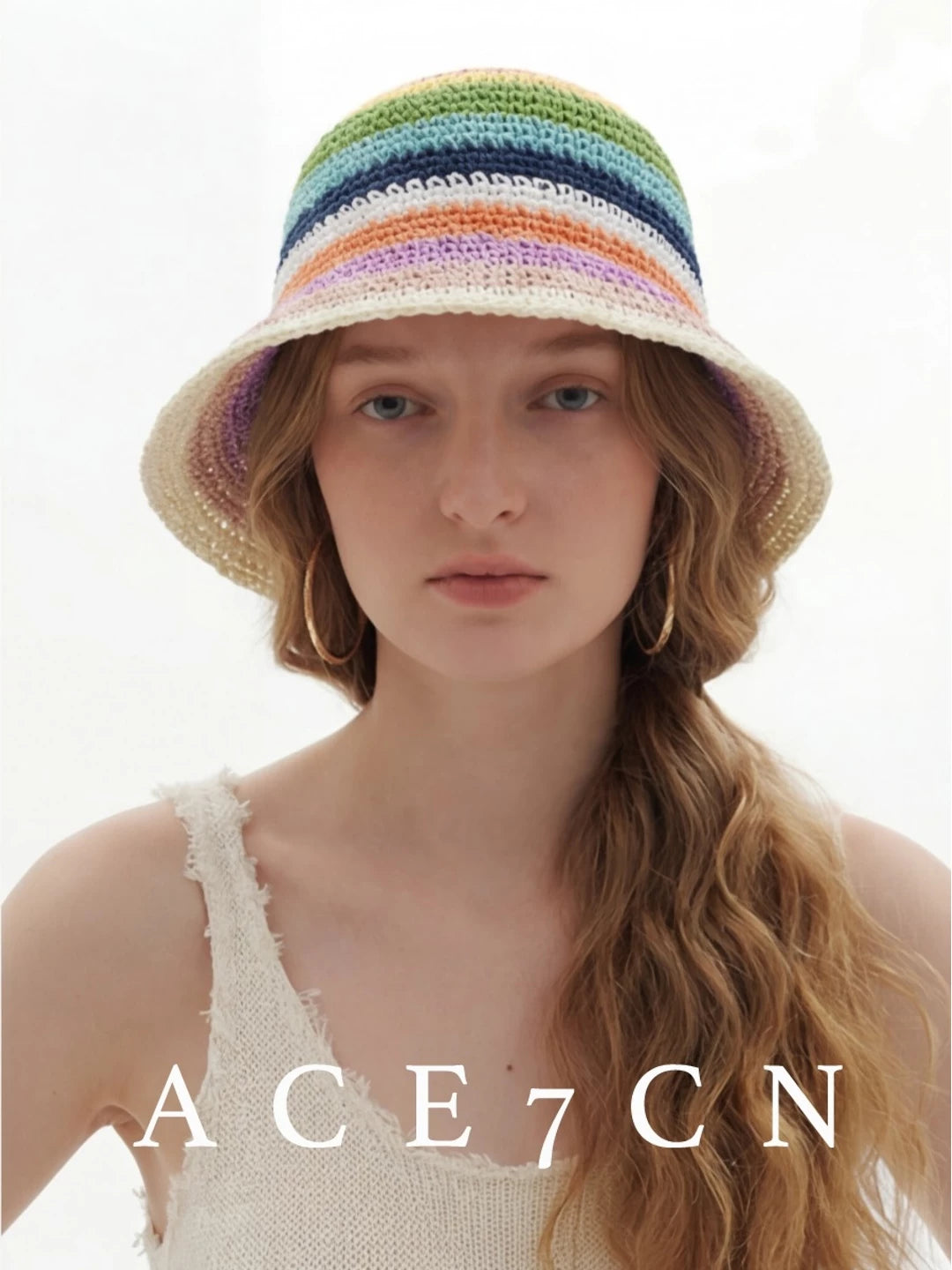 Rainbow-Stripe Bucket Hat — ACE7CN