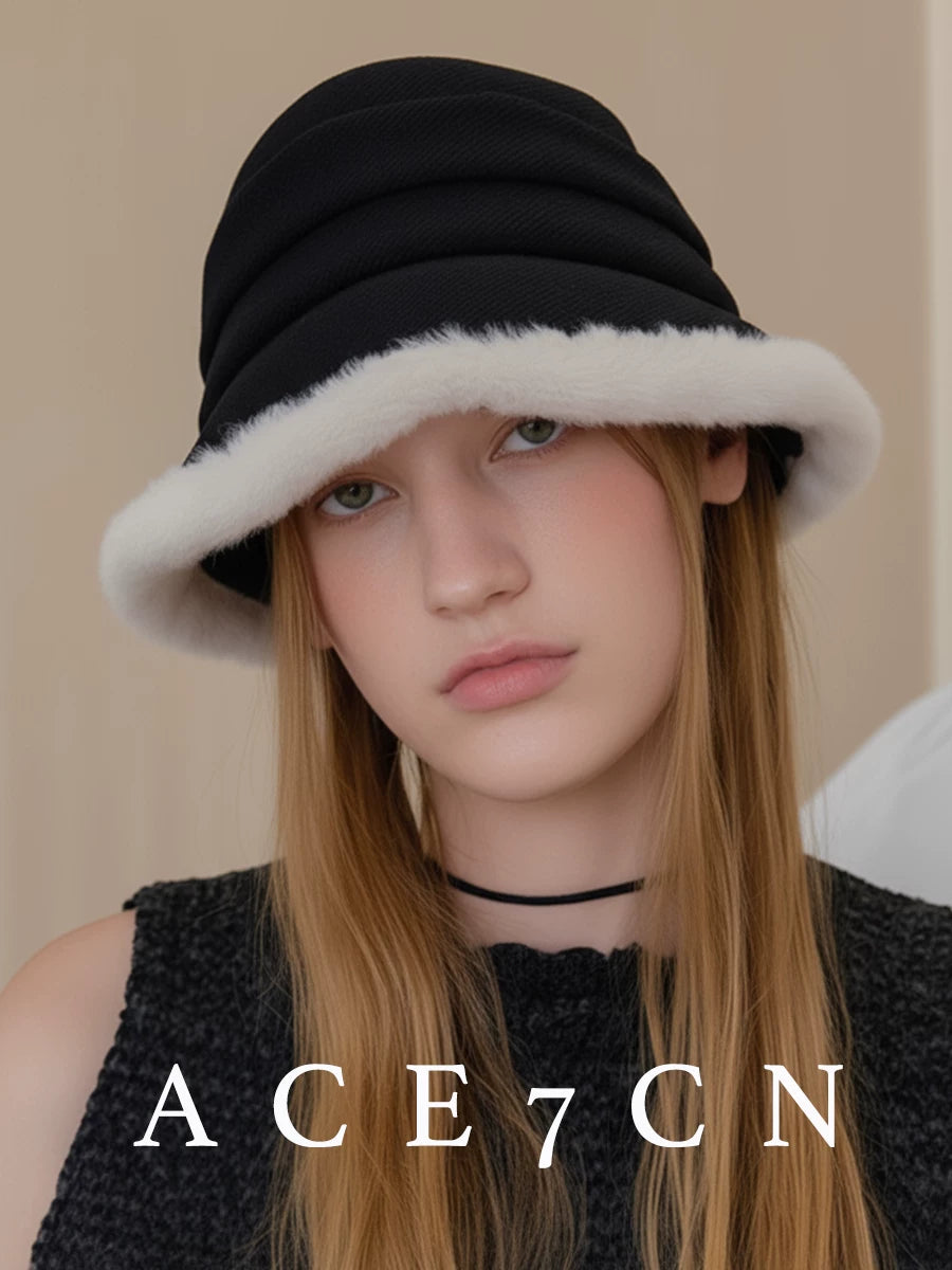 Shearling-Effect Cloche Bucket Hat — ACE7CN