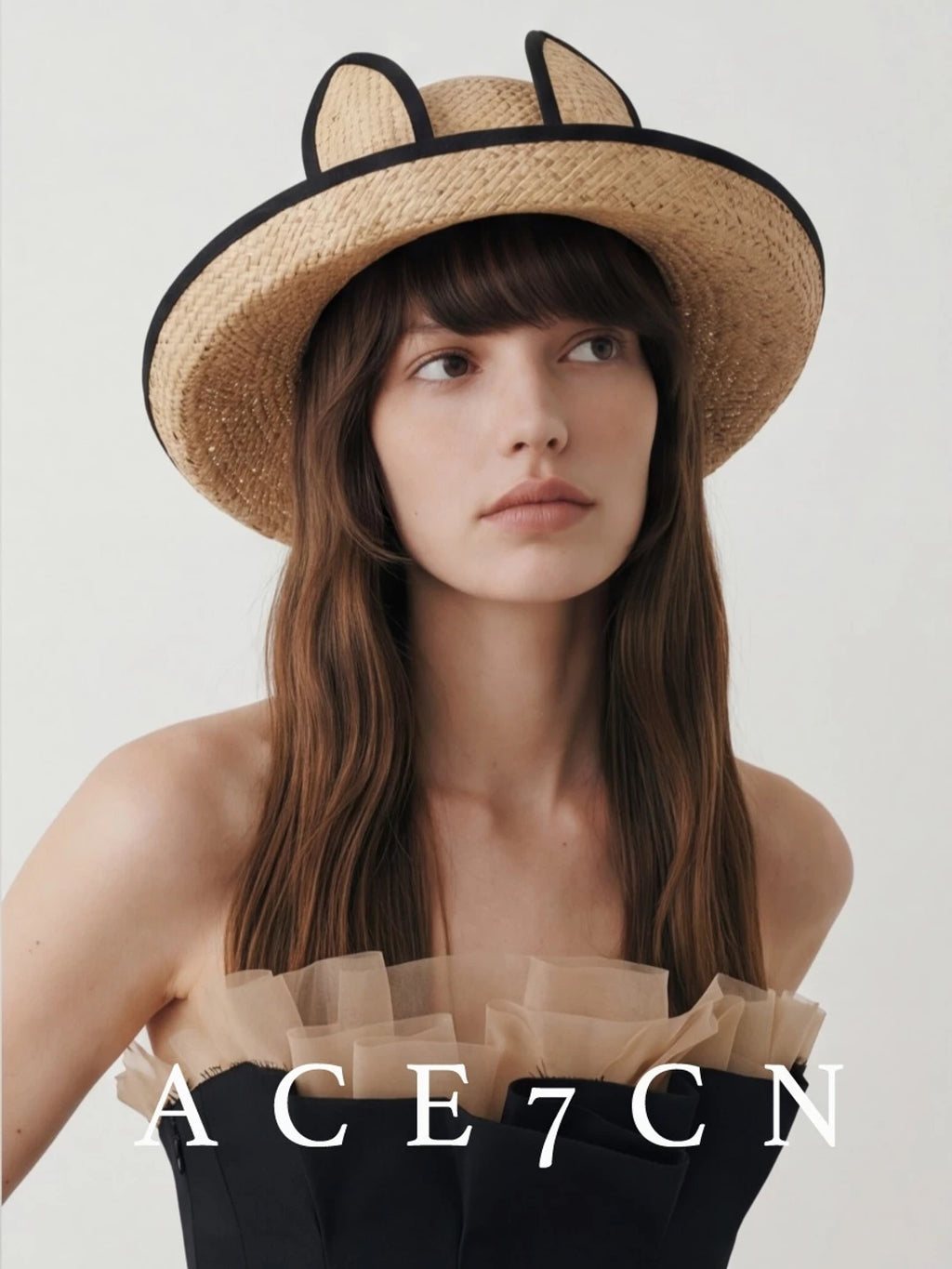 Bunny-Ear Raffia Hat — ACE7CN