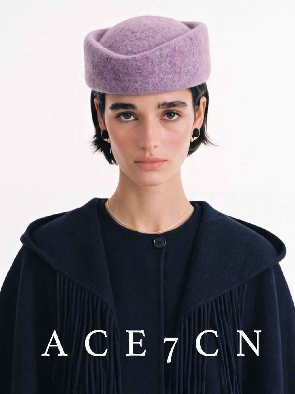 Round Wool-Blend Pillbox Hat — ACE7CN