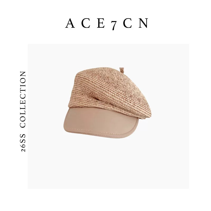 Two-Tone Raffia Equestrian Cap — ACE7CN