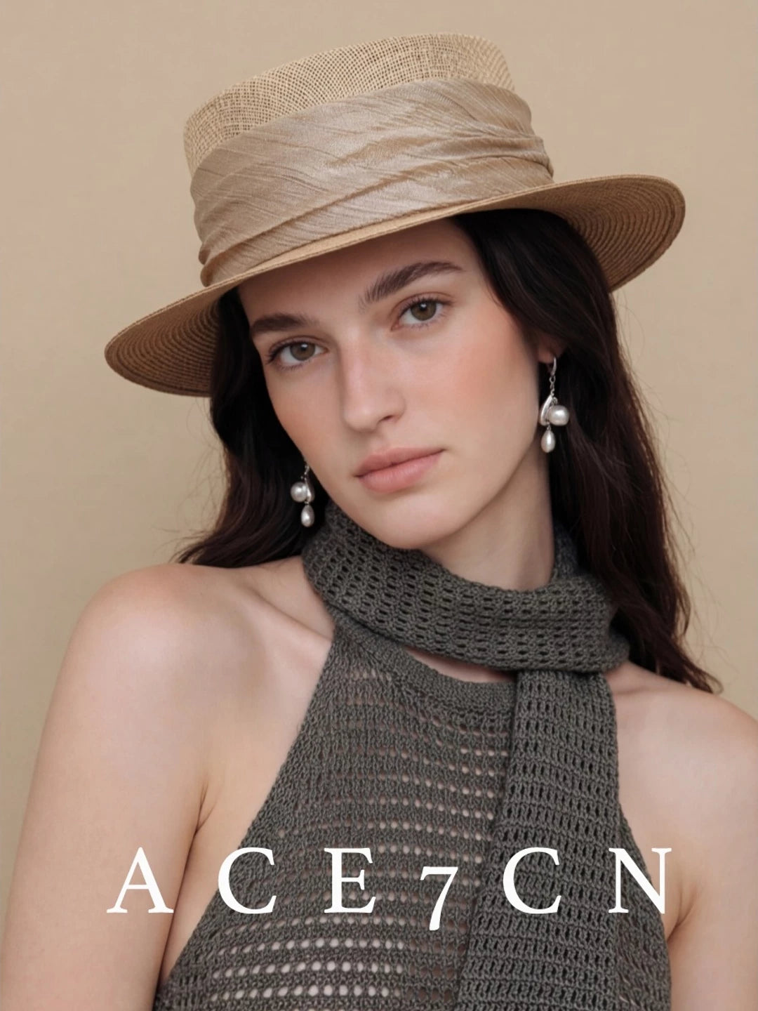 Wide-Brim Flat-Top Straw Boater — ACE7CN