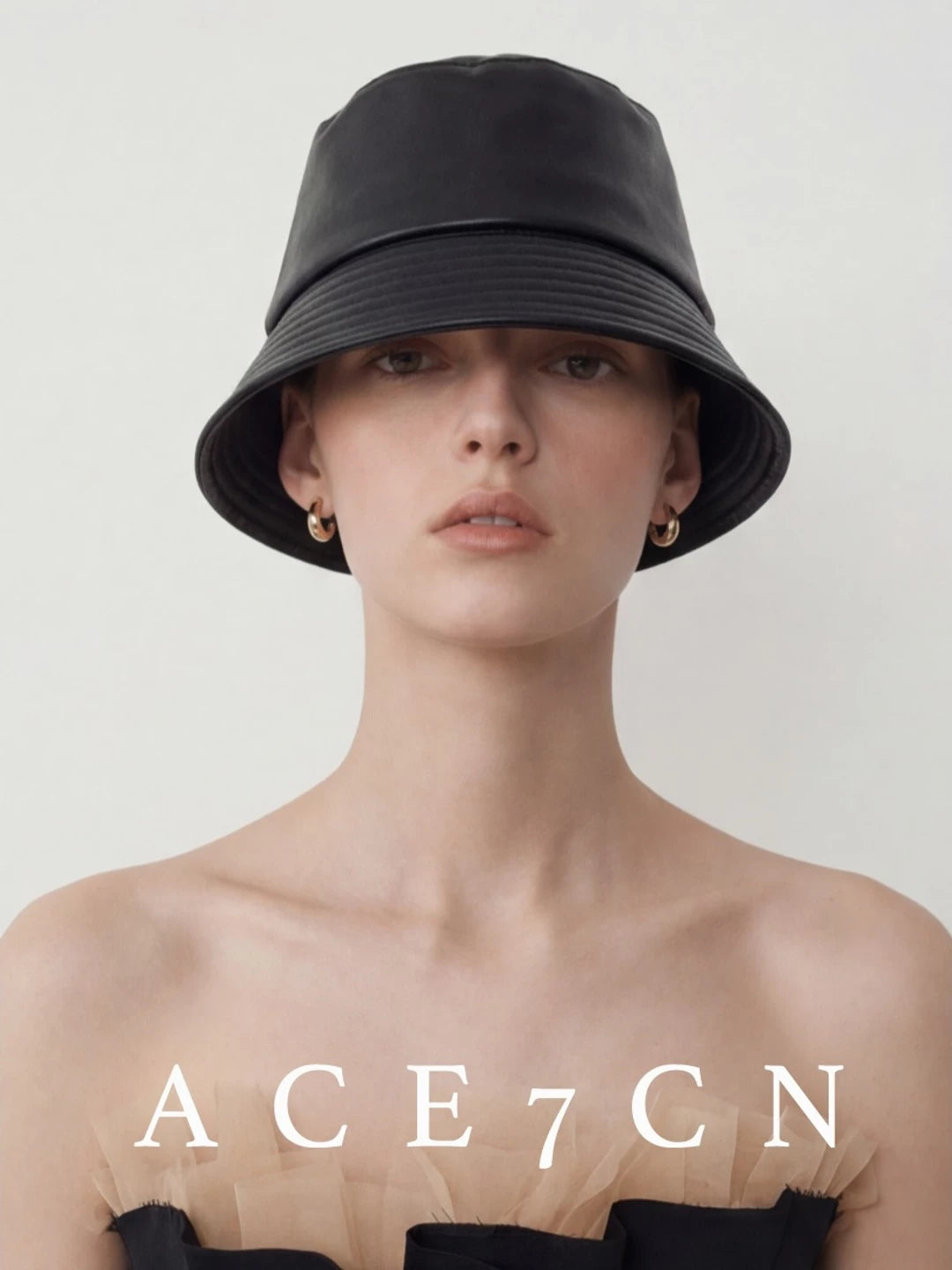 Faux-Leather Lampshade Bucket Hat — ACE7CN