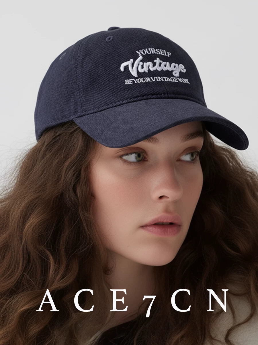 Letter-Embroidered Soft-Crown Baseball Cap — ACE7CN