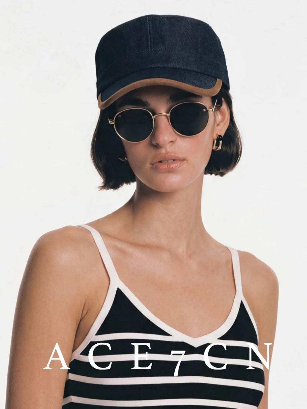 Blue Distressed Denim Riding Cap — ACE7CN