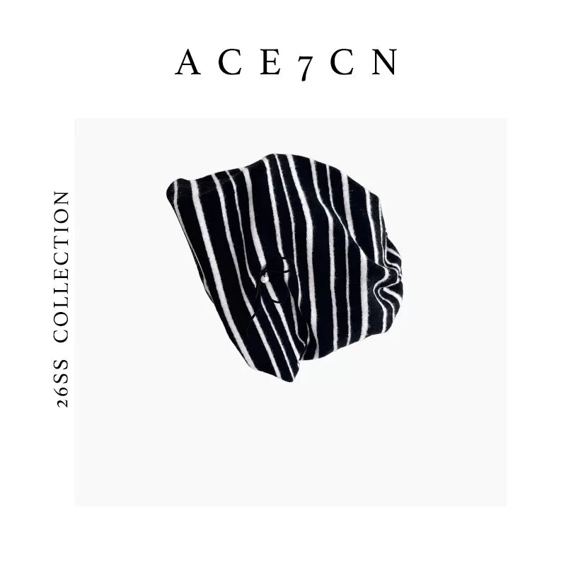 Striped Knit Slouch Beanie — ACE7CN