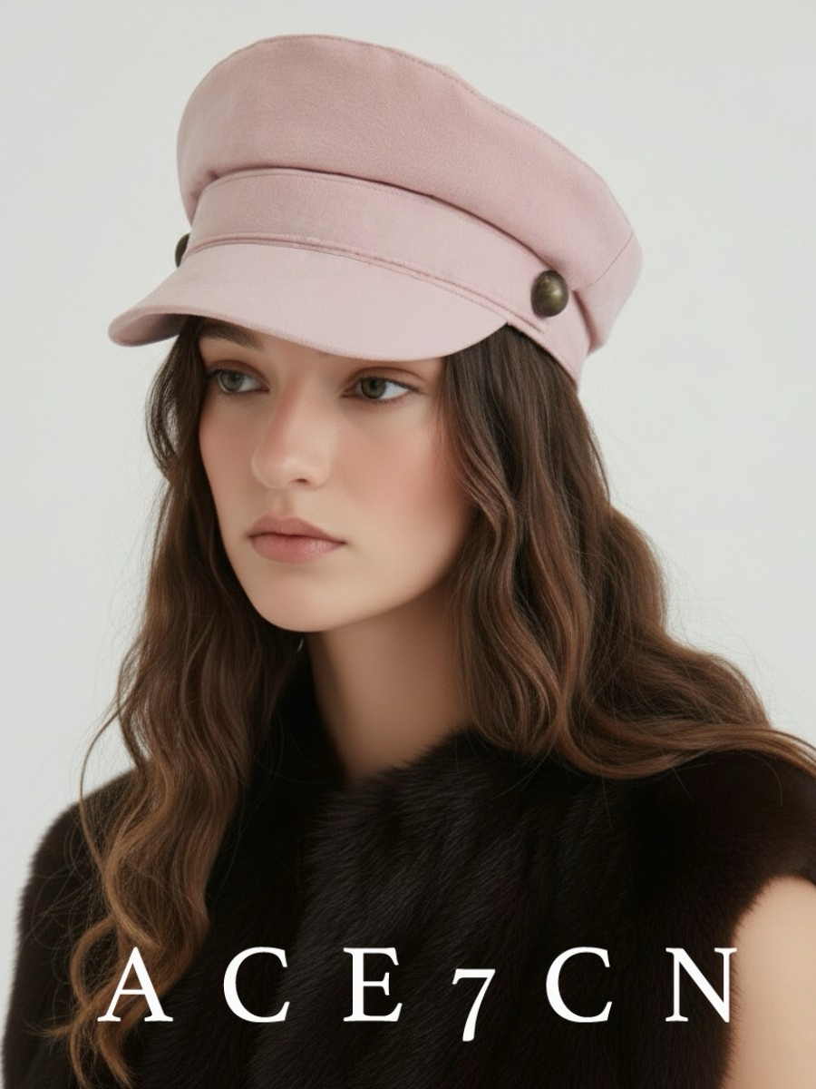 Suede Peaked Newsboy Cap — ACE7CN