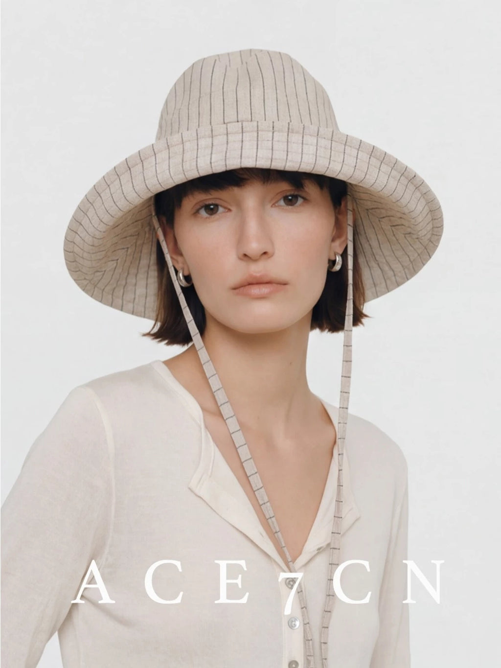 Wide-Brim Striped Bucket Hat — ACE7CN